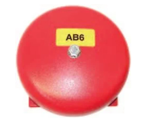 AB6 – 6″ Red Alarm Bell, 6VDC, 86 dB, Surface Mount
